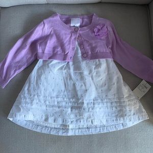 Cherokee Baby Girl Dress with Cardigan and Diaper Cover, NWT